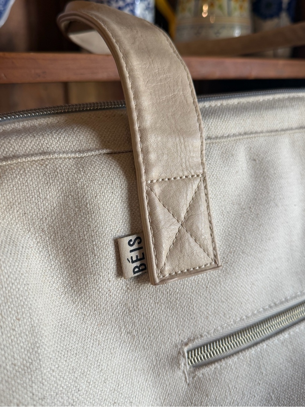 Beis The Weekender Canvas Tote in Beige - Picture 2 of 8